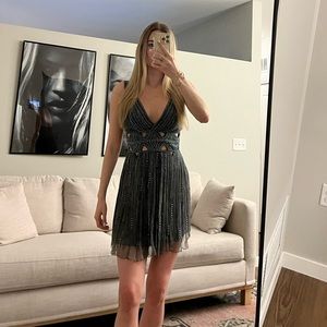 Cecilia De Bucourt Beaded Mini Dress with Cutouts NWT